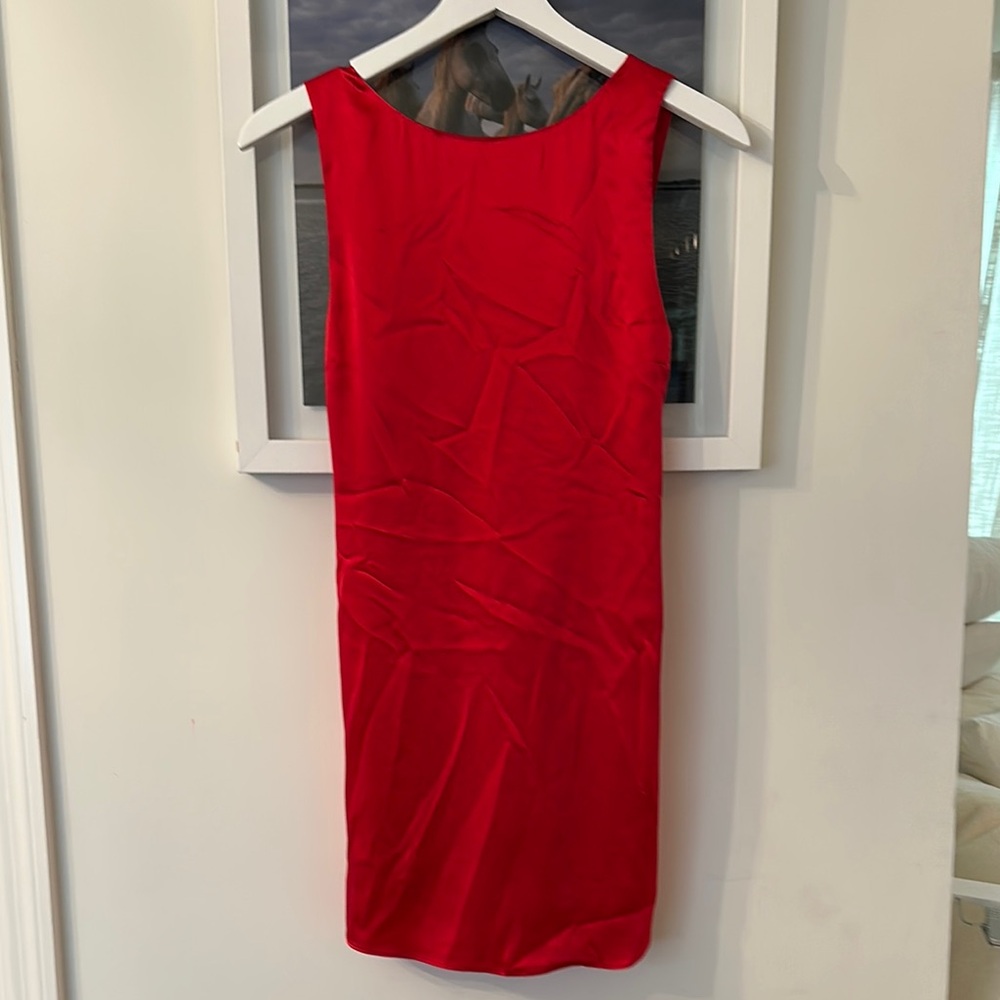 COU Red Sheath Backless Dress with Bateau Neckline for Cocktail